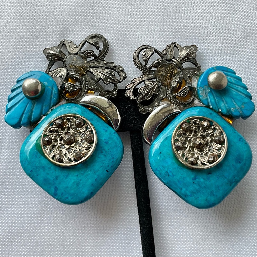 Clip On Boho Statement Earrings - image 1